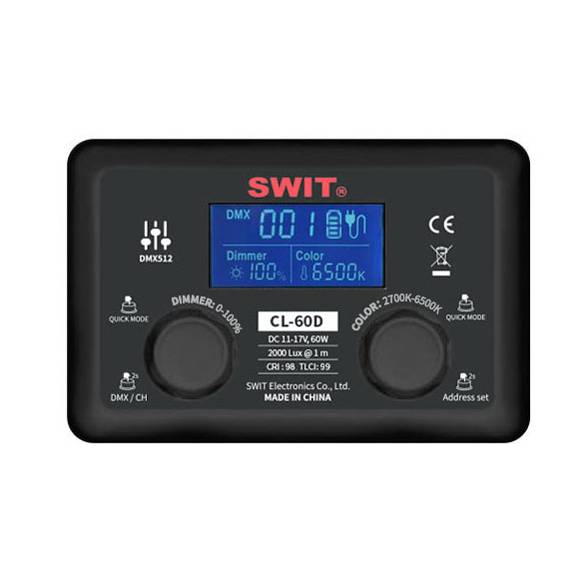 SWIT ELECTRONICS CL-60D - LED Panel Leuchte mit DMX-Steuerung (60 Watt | CRI 98 | 4-fach Flügeltor | Inkl. Tasche) -