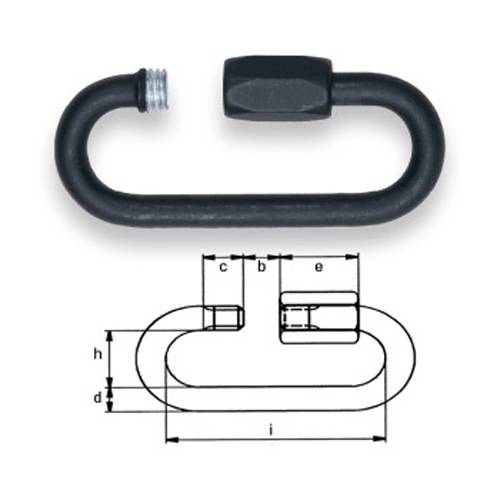 SAFETEX Kettenschnellverschluss "Blackline" mit großer Öffnung (DIN 56927 | Form B | WLL 750kg | Ø 12,0mm | bis max.