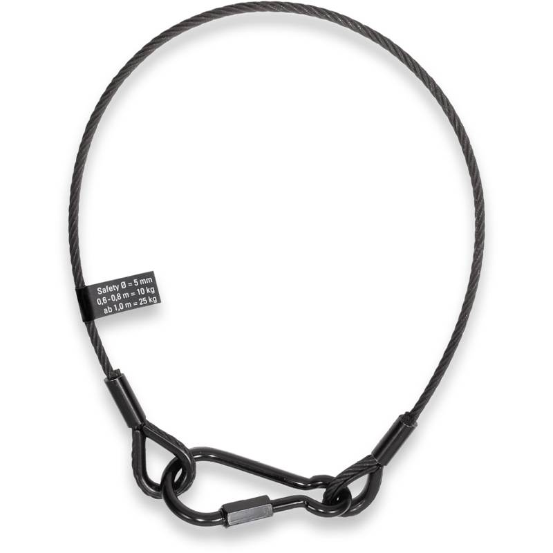 SAFETEX Sicherungsseil "Blackline" mit Kauschen & Karabinerhaken (DGUV bis 5,00kg | Seil-Ø 3,00mm | Konstruktion 7 x 19