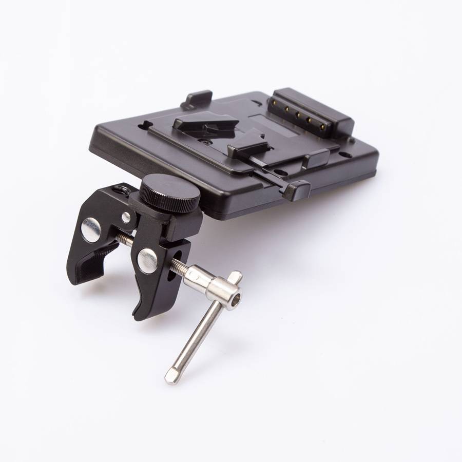 SWIT ELECTRONICS S-7200S - V-Mount Akkuplatte mit Klemme für Stativanschluss bis Ø 25-45mm (D-Tap Anschluss) - in