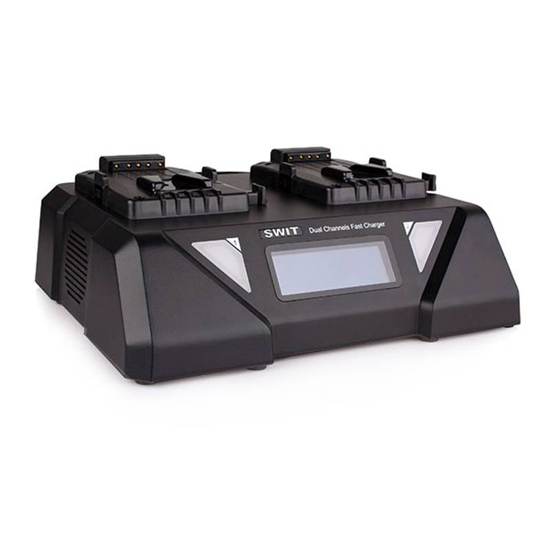 SWIT ELECTRONICS S-3812S - Dual-Schnellladegerät & Adapter für V-Mount Akkus (Ladestrom 3A/6A | Ladestandanzeige |
