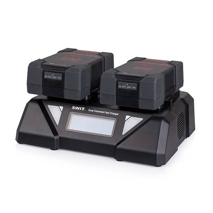 SWIT ELECTRONICS S-3812S - Dual-Schnellladegerät & Adapter für V-Mount Akkus (Ladestrom 3A/6A | Ladestandanzeige |