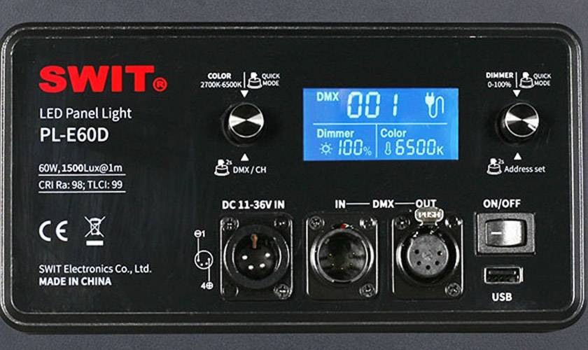 SWIT ELECTRONICS PL-E60D - Tragbare Bi-Color SMD LED Panel Leuchte mit DMX-Steuerung (60 Watt | 1.500 Lux | 2.700 -