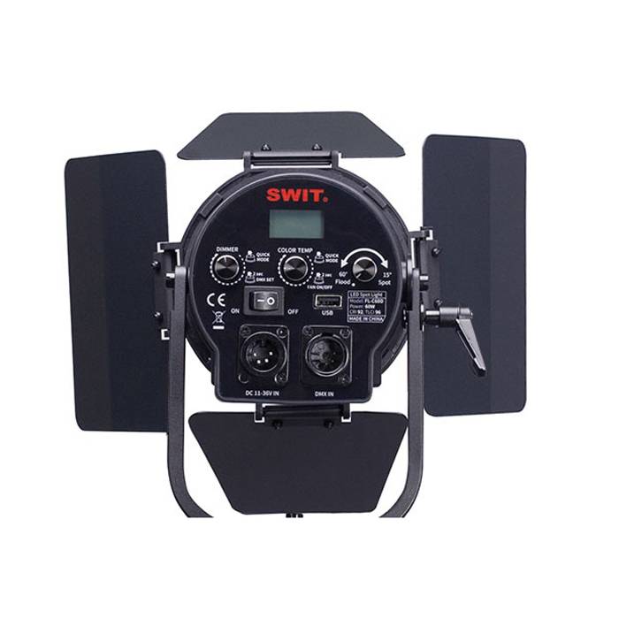 SWIT ELECTRONICS FL-C60D - Tragbarer Bi-Color LED Scheinwerfer mit DMX512-Steuerung (60 Watt | 2.500 - 4.000 Lux | 2.700
