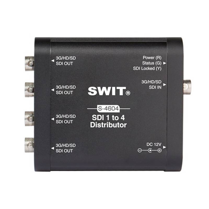 SWIT ELECTRONICS S-4604 - Heavy Duty 3G-SDI Mini-Signalverteiler (1x SDI-Eingang zu 4x SDI-Ausgängen) - in schwarz