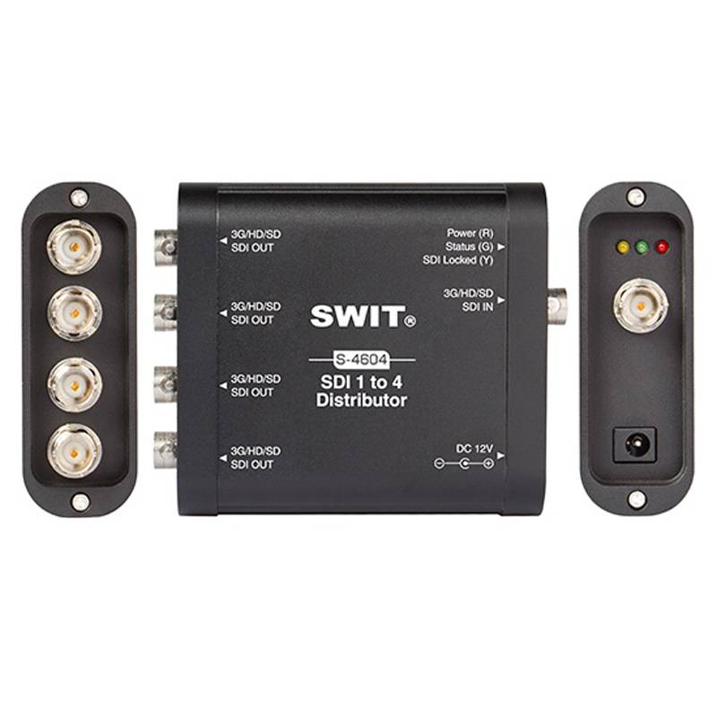 SWIT ELECTRONICS S-4604 - Heavy Duty 3G-SDI Mini-Signalverteiler (1x SDI-Eingang zu 4x SDI-Ausgängen) - in schwarz