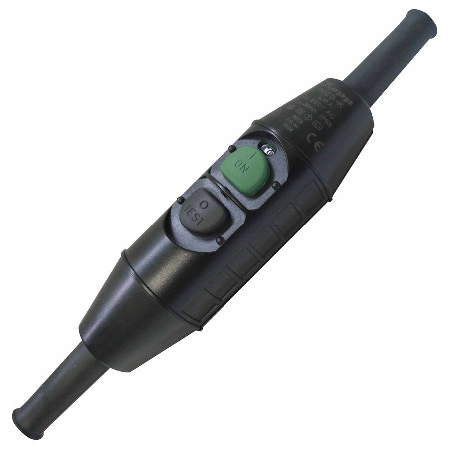 KOPP PRCD-K - Personenschutzschalter (Typ A | 230V / 16A | 3-polig | Fehlerstrom 30mA | 50Hz | IP55) - in schwarz