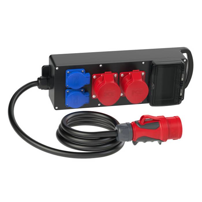 PC ELECTRIC Mobilverteiler "STEYREGG BV" (Eingang: 1x CEE-Stecker 400V/16A/5-polig + 2m Kabel | Ausgang: 2x
