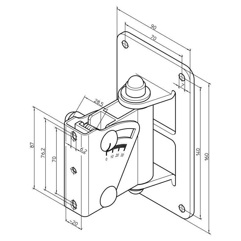 KOENIG & MEYER Wandhalterung für Lautsprecherboxen (Aufnahmeplatte 160 x 90 mm | neig- und schwenkbar | max. 15kg) - in