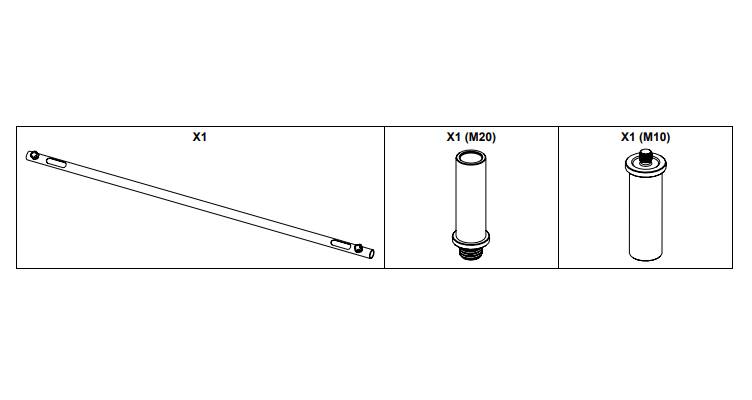 NEXO IDT-POLE32X1400 - Distanzstange für ID24 Lautsprecher (Ø32mm | 1.400mm | inkl. M10 & M20 Adapter) - in schwarz