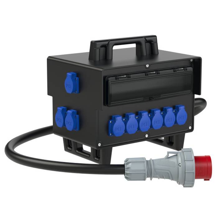 PC ELECTRIC Mobilverteiler "SCHREMS BV" (Eingang: 1x CEE-Stecker 400V/63A/5-polig + 2m Kabel | Ausgang: 2x CEE-Steckdose