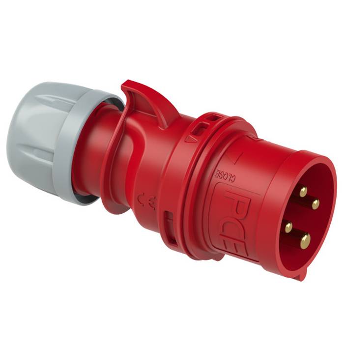 PC ELECTRIC CEE-Stecker "SHARK" mit Schraubklemmen (400V / 16A | 4-polig 6h | IP44) - in rot