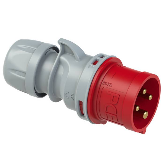 PC ELECTRIC CEE-Stecker "SHARK TT" mit schraubloser Anschlusstechnik (400V / 16A | 4-polig 6h | IP44) - in rot