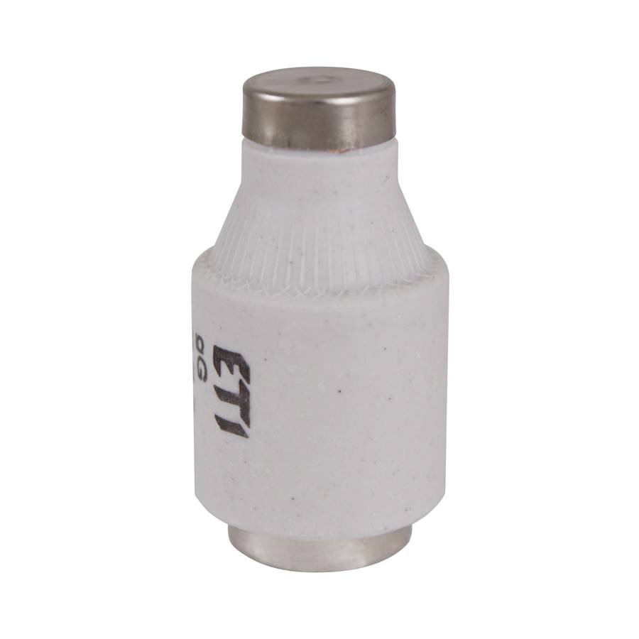 Eine kleine, graue zylindrische Komponente mit Metallkappen an beiden Enden, gekennzeichnet mit „ETI 11