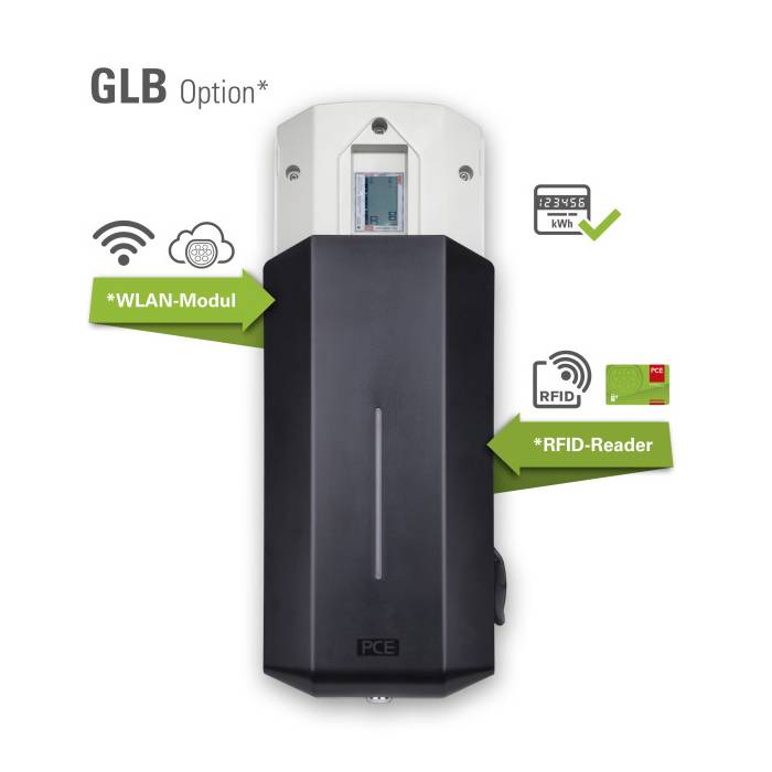 PC ELECTRIC Wallbox "GLB" Ladestation für Elektrofahrzeuge (22kW | 230V/400V | 6A- 32A | Ladekabel 4,5m | Typ2 + Zähler)