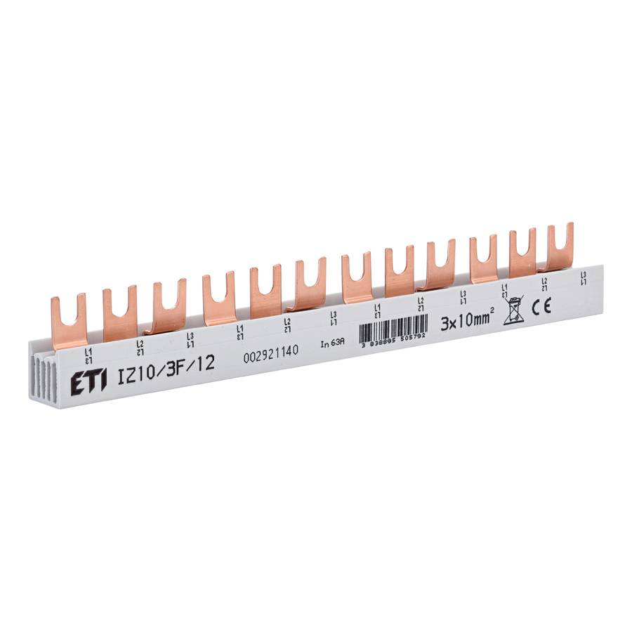 ETI 002921140 - Isolierte Sammelschiene IZ10/3F/12 (Gabeltyp | 500V | 63A)