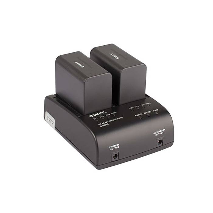 SWIT ELECTRONICS S-3602C - Dual-Ladegerät & Adapter für CANON BP Series Akkus (Ladestrom 2x 2A | Ladestandanzeige |