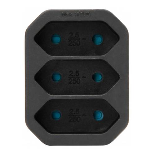 KOPP Adapter mit Anschluss für 3x Euro-Stecker (3-fach | 250V | 3x 2,5A) - in schwarz