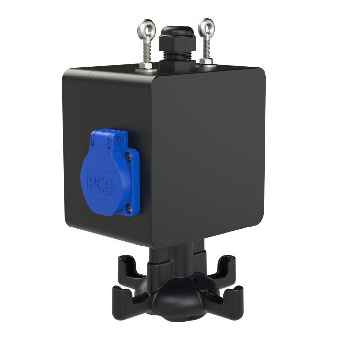 PC ELECTRIC Vollgummi Hängeverteiler "FREISTADT NAARN" (4x SCHUKO-Steckdose 250V/16A | IP54) - in schwarz/blau