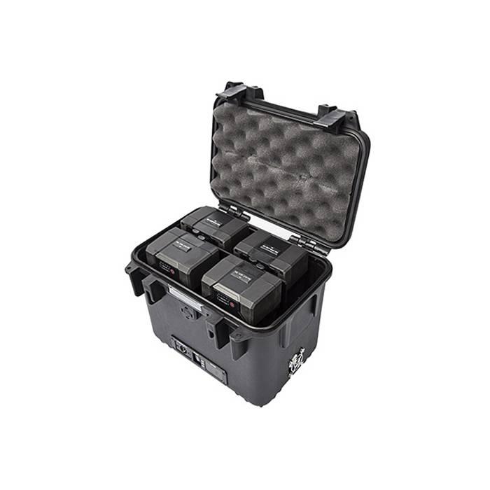 SWIT ELECTRONICS S-4040 - Power Station Box passend für 4x V-Mount Akkus (24V / 48V DC-Ausgang | Akkuspannungsanzeige |