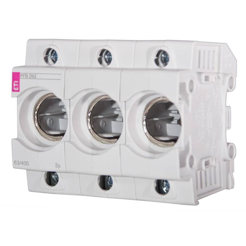 ETI 002510023 - Kunststoff Sicherungssockel PFB D02 3p (Größe: D02 | Abmessungen: E18 | 400V | 63A | 3-polig | 35mm