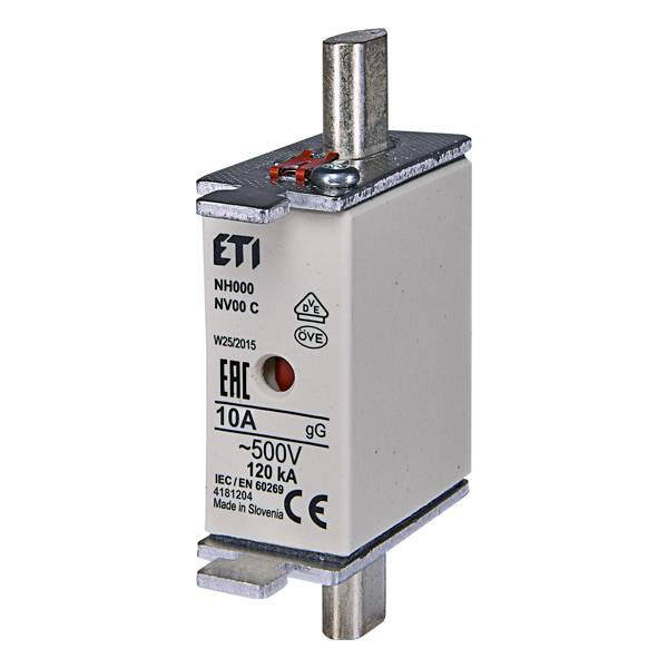ETI 004181204 - AC Sicherungseinsatz NH000 gG 10A/500V (Typ NH | 500V | 10A | Kombinationssicherungsstatusanzeige)