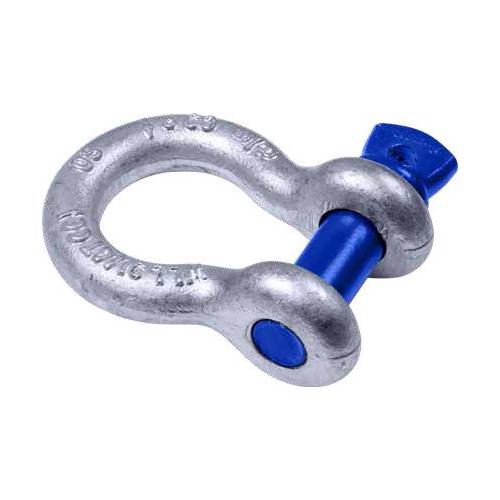 SAFETEX Feuerverzinkte Schäkel (WLL 2.000kg | geschweifte Form mit 1/2" Schraubbolzen) - silber/blau