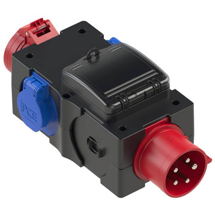 PC ELECTRIC Mobilverteiler "ST.ANTON" (Eingang: 1x CEE-Stecker 400V/32A/5-pol | Ausgang: 1x CEE-Steckdose 400V/16A/5-pol