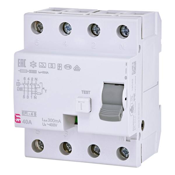 ETI 002064753 - Fehlerstromschutzschalter EFI-4 A S 40/0.3 (Typ A | 400V | S (selektiv) | 50/60 Hz)
