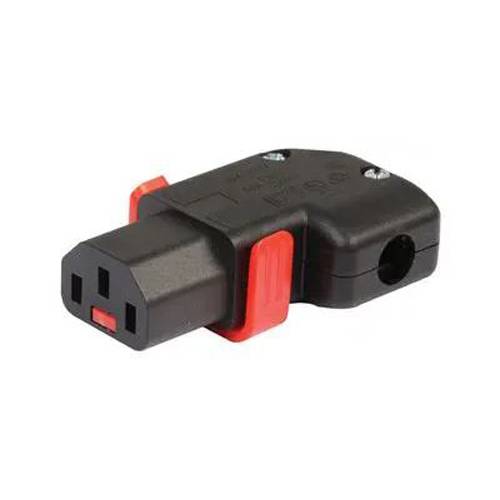 IEC LOCK PA130100RBK - Abzugssichere Kaltgerätebuchse IEC-Lock+ C13 für Kabelmontage (250V | gewinkelt | 3x 0,75mm² bis