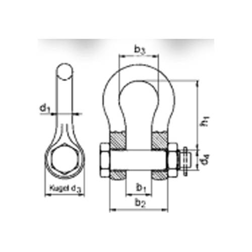 SAFETEX Feuerverzinkte Schäkel (WLL 4.750 kg | geschweifte Form mit 3/4" Bolze, Mutter und Splint) - silber/blau