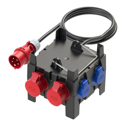 PC ELECTRIC Mobilverteiler "IMST MV" (Eingang: 1x CEE-Stecker 400V/16A/5-pol + 2m Kabel | Ausgang: 2x CEE-Steckdose
