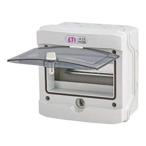 ETI 001101061 - Kunststoff-Verteilerkasten ECH-8G mit transparenter Tür (1 Reihe | 400V | 63A | IP65) - in grau