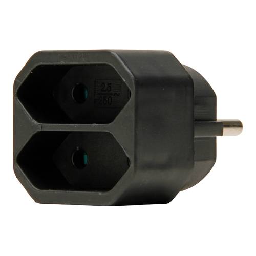 KOPP 174105004 - Adapter mit Anschluss für 2x Euro-Stecker (2-fach | 250V | 2x 2,5A) - in schwarz