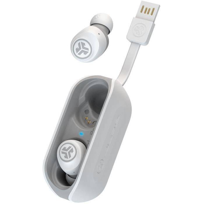 JLab Audio - GO Air True Wireless Ohrhörer Weiß / Grau - Kabellose Ohrhörer - Bluetooth - BT 20h Akkulaufzeit