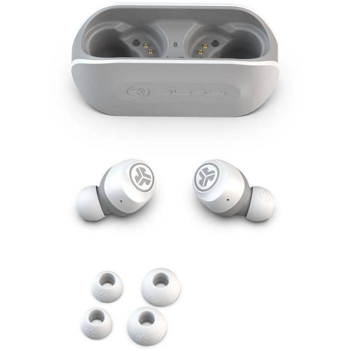 JLab Audio - GO Air True Wireless Ohrhörer Weiß / Grau - Kabellose Ohrhörer - Bluetooth - BT 20h Akkulaufzeit
