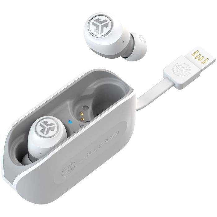 JLab Audio - GO Air True Wireless Ohrhörer Weiß / Grau - Kabellose Ohrhörer - Bluetooth - BT 20h Akkulaufzeit