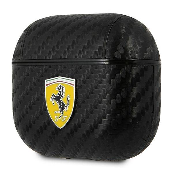 Scuderia Ferrari Apple AirPods 3 Cover Schwarz Carbon Silicone Schutzhülle Case