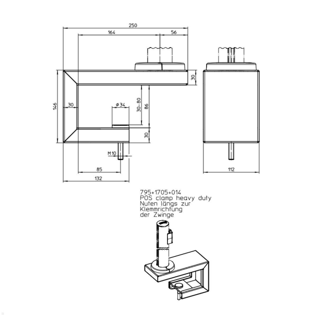 Novus Zubehör POS Thekenklemme heavy duty (795+1705+014), schwarz