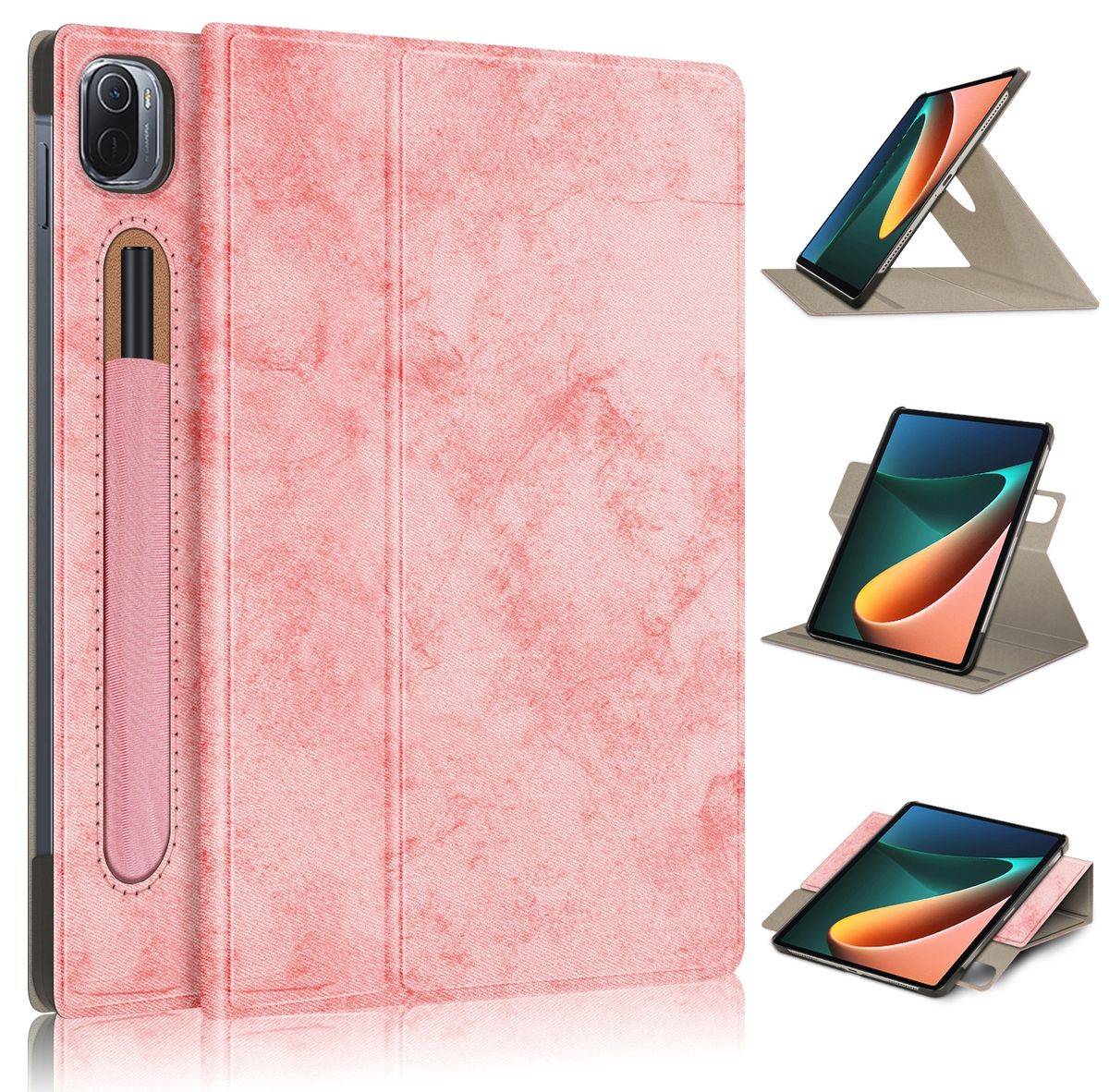 Für Xiaomi Mi Pad 5 / 5 Pro 360 Grad Rotation + Stift Halterung Tablet Tasche Hülle Case Cover Etui Schutz Rosa Neu
