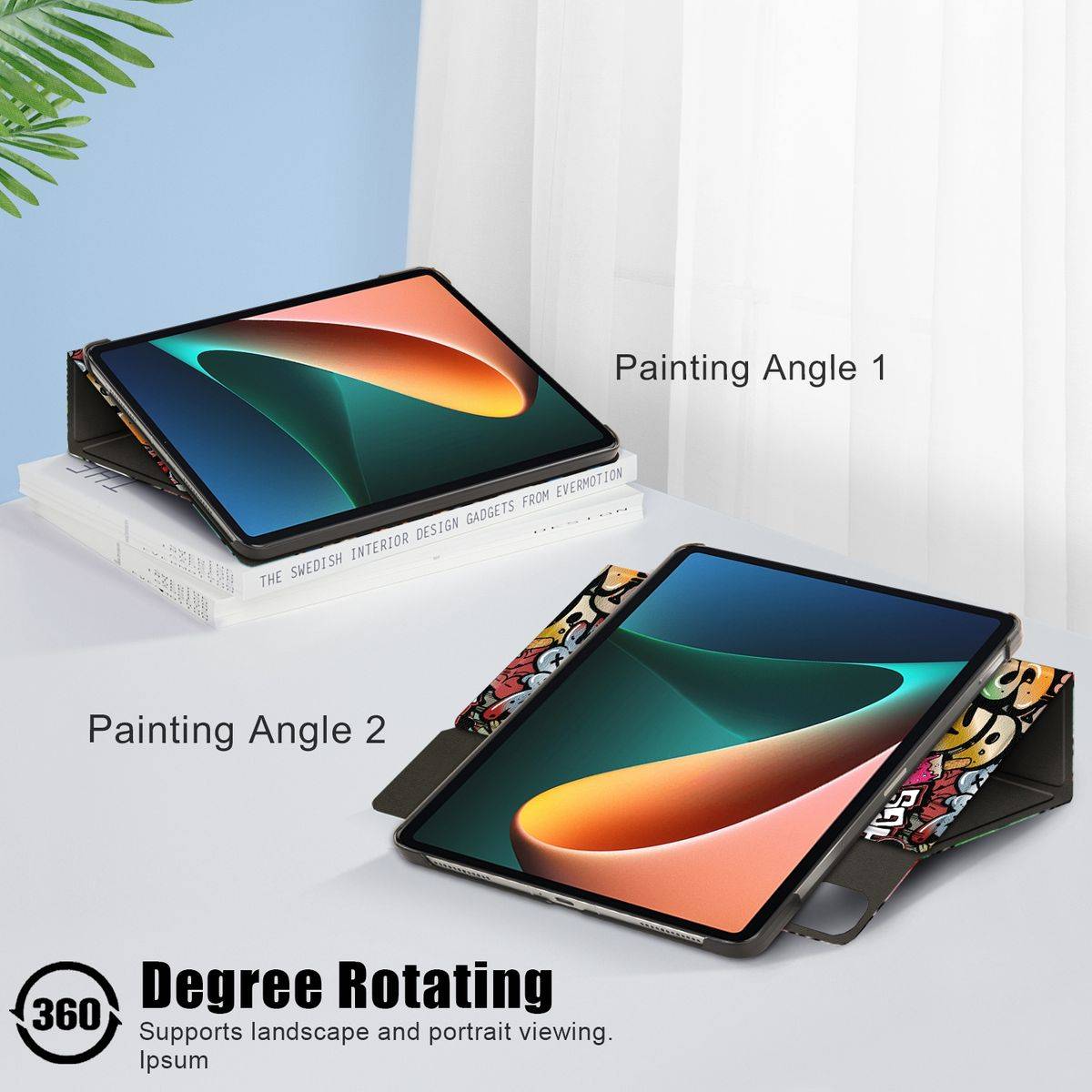 Für Xiaomi Mi Pad 5 / 5 Pro 360 Grad Rotation + Stift Halterung Tablet Tasche Hülle Case Cover Etui Schutz Rosa Neu