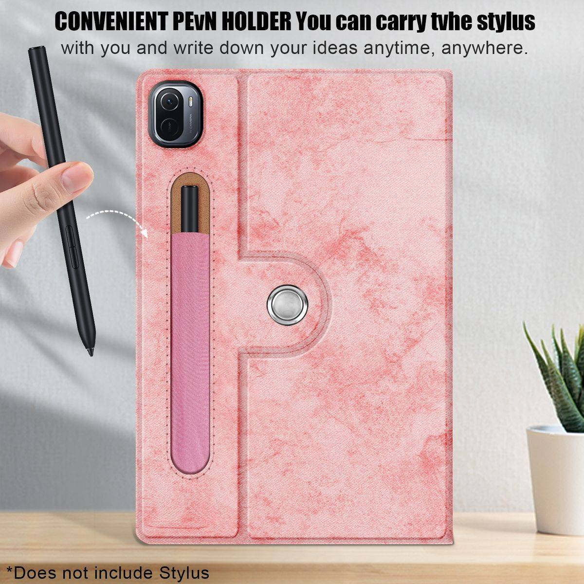 Für Xiaomi Mi Pad 5 / 5 Pro 360 Grad Rotation + Stift Halterung Tablet Tasche Hülle Case Cover Etui Schutz Rosa Neu