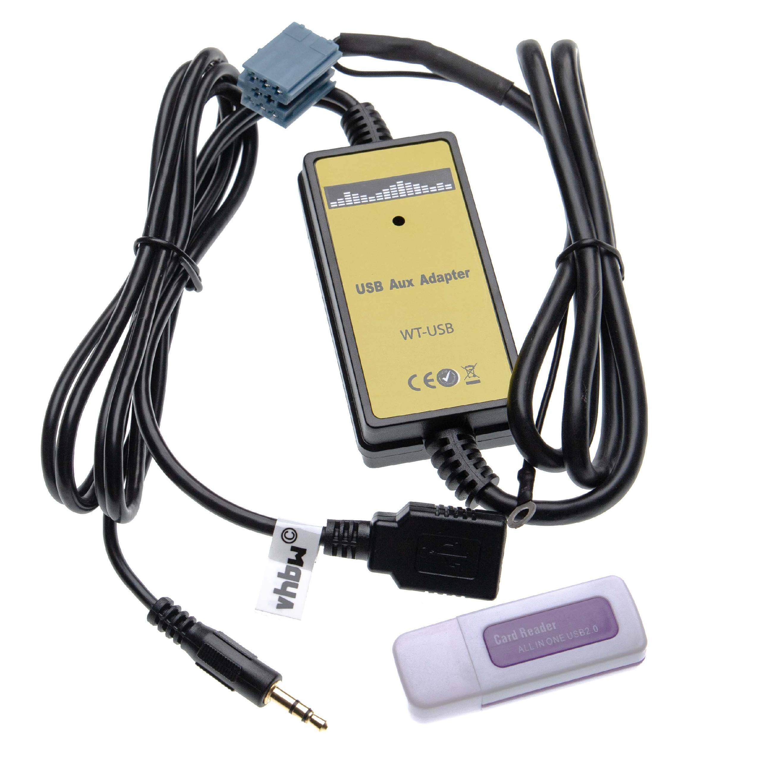 vhbw AUX USB Audio Adapter Kabel KFZ Radio (145 cm) kompatibel mit VW Radio Alpha 5, Beta 5, Gamma 5, Gamma, Monsoon, MFD Navi Auto, Autoradio