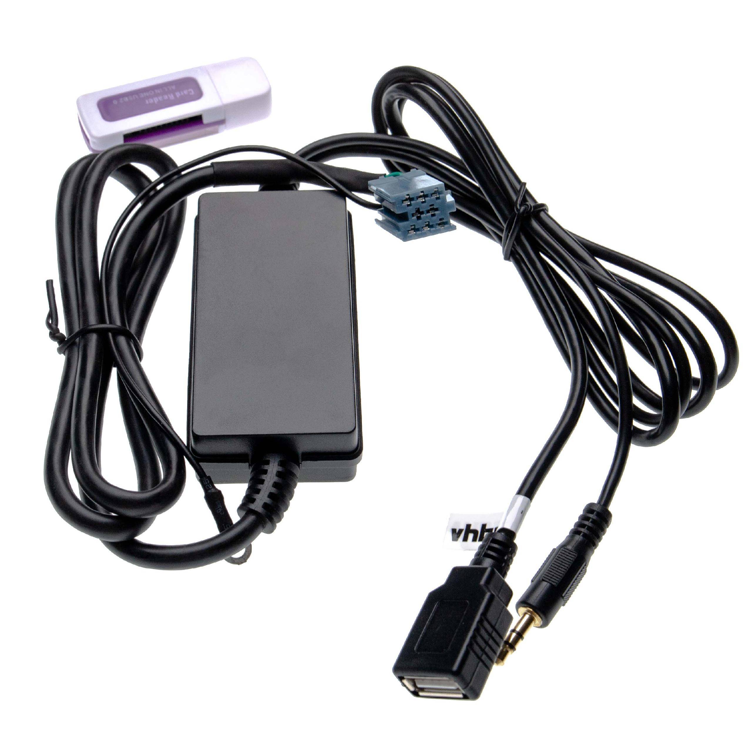 vhbw AUX USB Audio Adapter Kabel KFZ Radio (145 cm) kompatibel mit VW Radio Alpha 5, Beta 5, Gamma 5, Gamma, Monsoon, MFD Navi Auto, Autoradio
