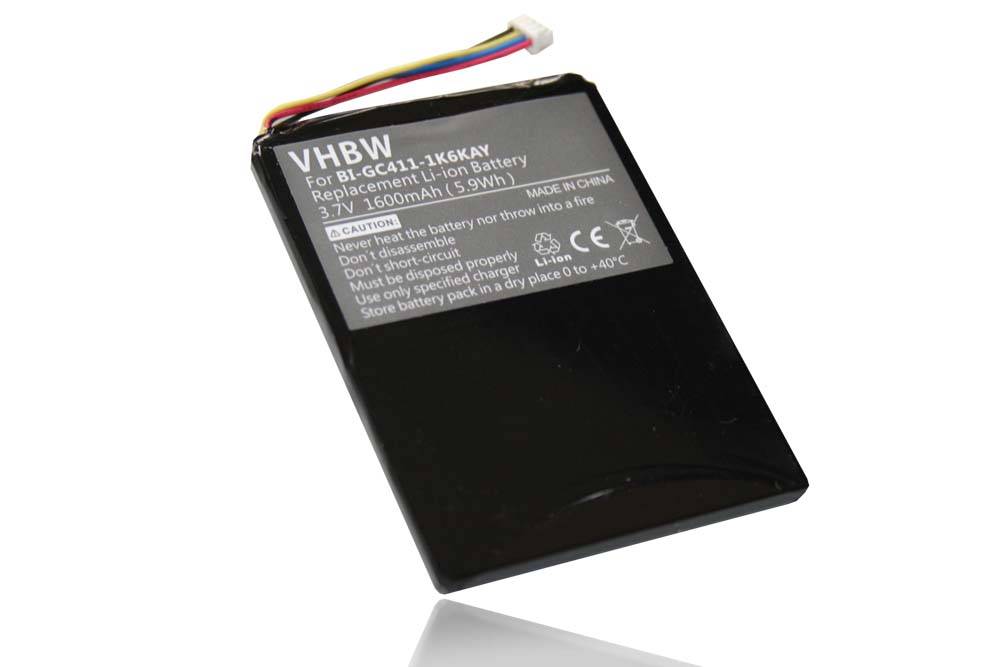 vhbw Akku Ersatz für Navigon BI-GC411-1K6KAY für GPS Navigation Navi (1600 mAh, 3,7 V, Li-Ion)