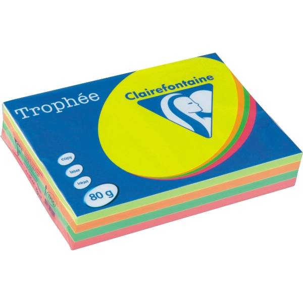 Kopierpapier Rodeco A4 farbig sortiert Fluo Leuchtfarben VE=4x125 Blatt