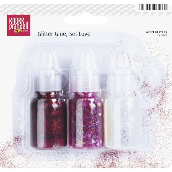 Glitterfarbe Glue Set 3x30ml Love