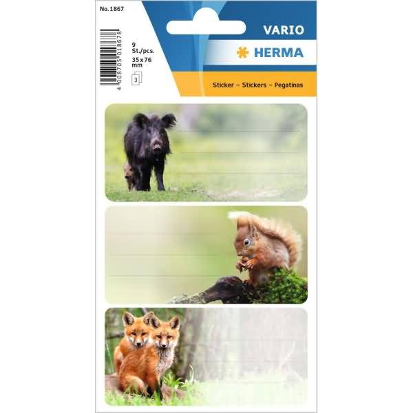 Schuletiketten Waldtiere