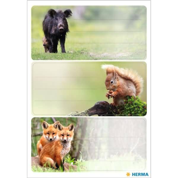 Schuletiketten Waldtiere