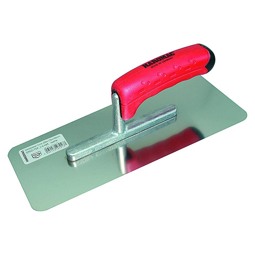 Venezianer Glättekelle - Edelstahl rostfrei - Blattlänge 280 mm - Blattbreite 120 x 100 mm - 2K-Softgriff